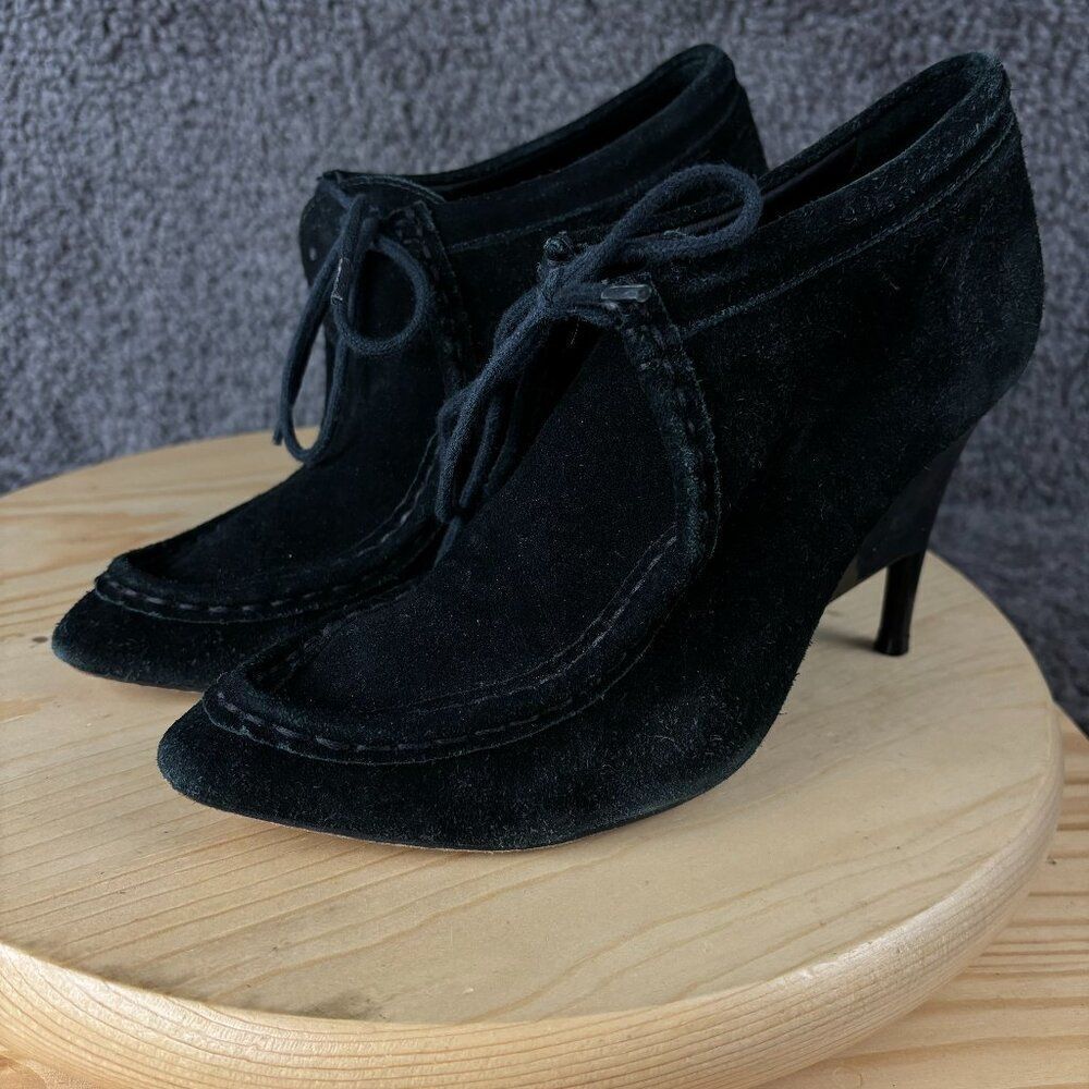 Loeffler Randall Suede Ankle Boots Womens 8.5 Black Booties Stiletto Heel Shoe